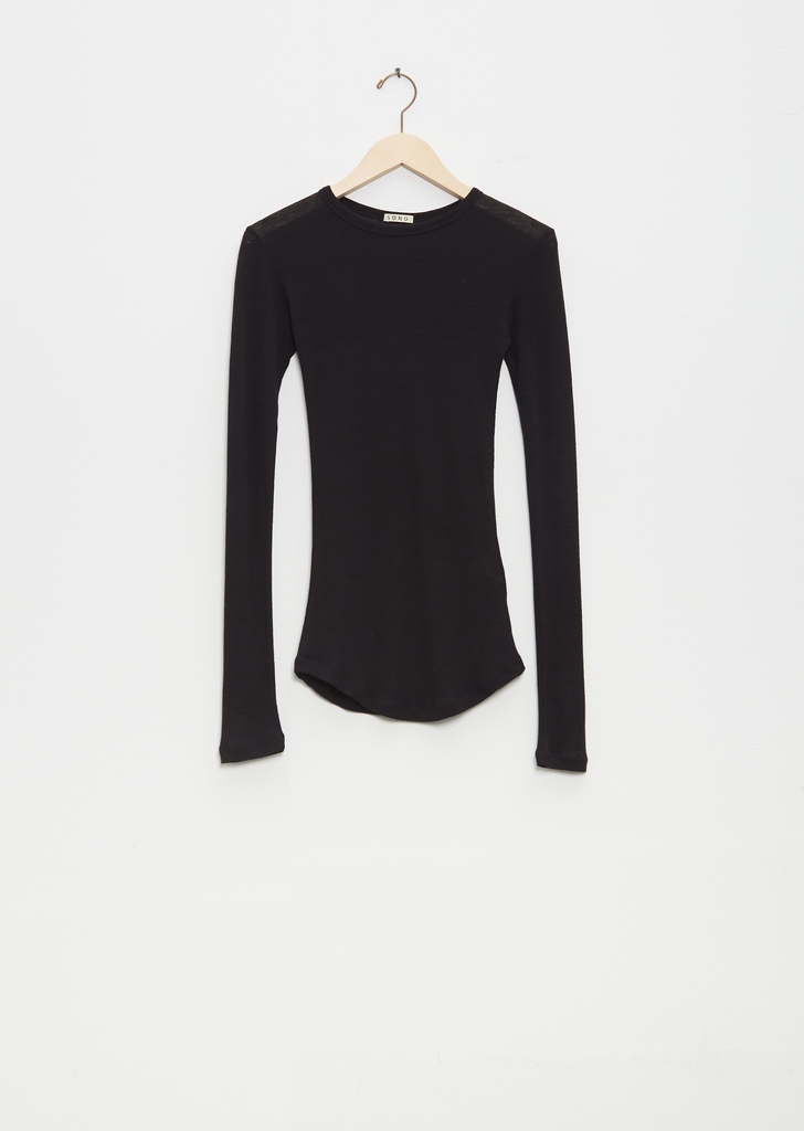 Luna Organic Merino Wool Long Sleeve Tee — Black