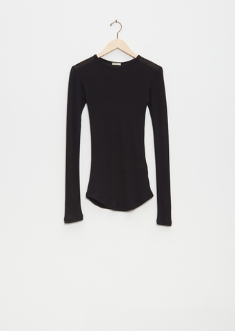Luna Organic Merino Wool Long Sleeve Tee — Black
