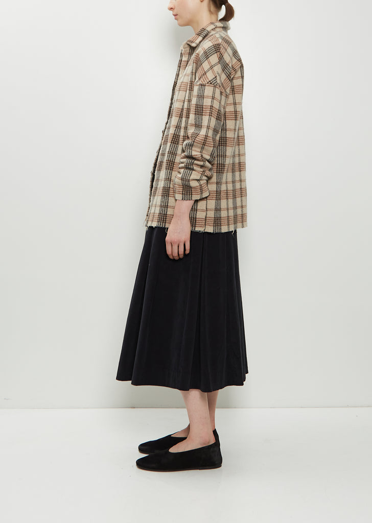 Tartan Soft Collar Wool Cashmere Shirt — Natural