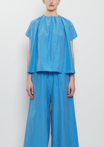 The Poet Cotton Silk Top — Cornflower