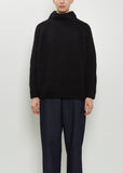 Hand-Knit Wool Dolcevita Sweater — Black