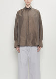 Silk Blend Taffeta Button Up Shirt