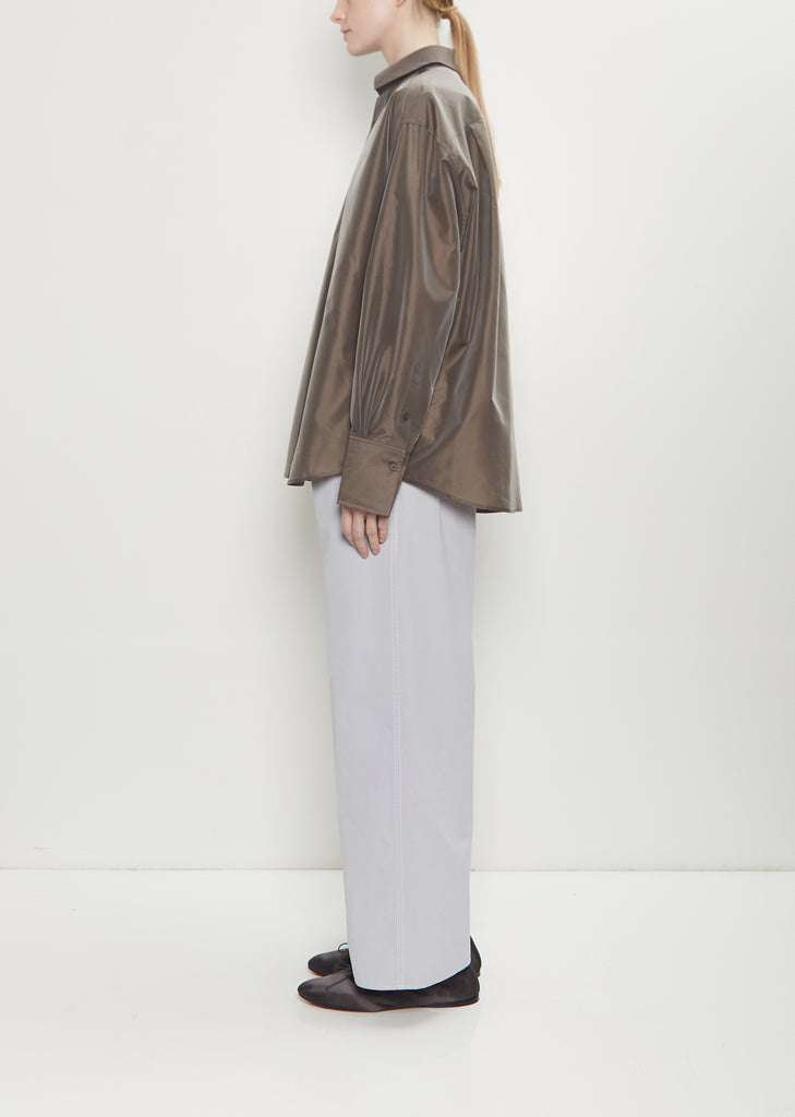 Silk Blend Taffeta Button Up Shirt