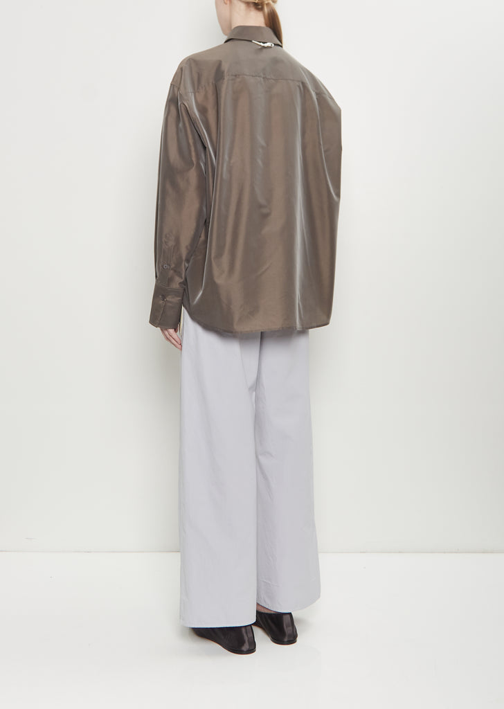 Silk Blend Taffeta Button Up Shirt