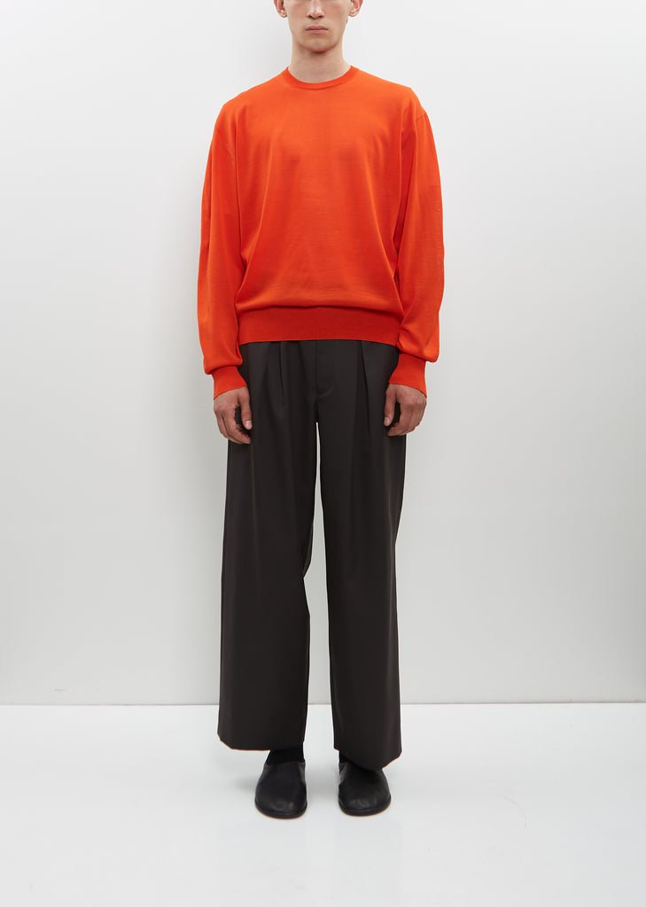 Wool Silk Knit Crewneck LS — Orange