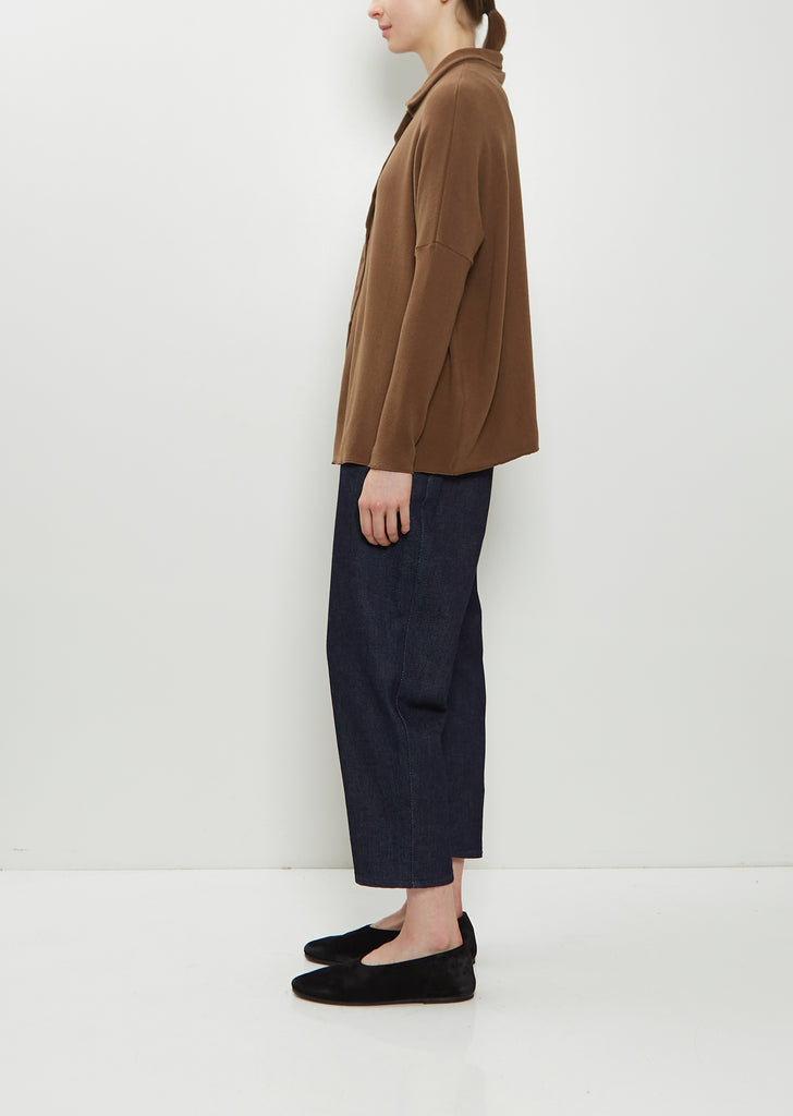 Heavy Jersey Polo Top — Chestnut