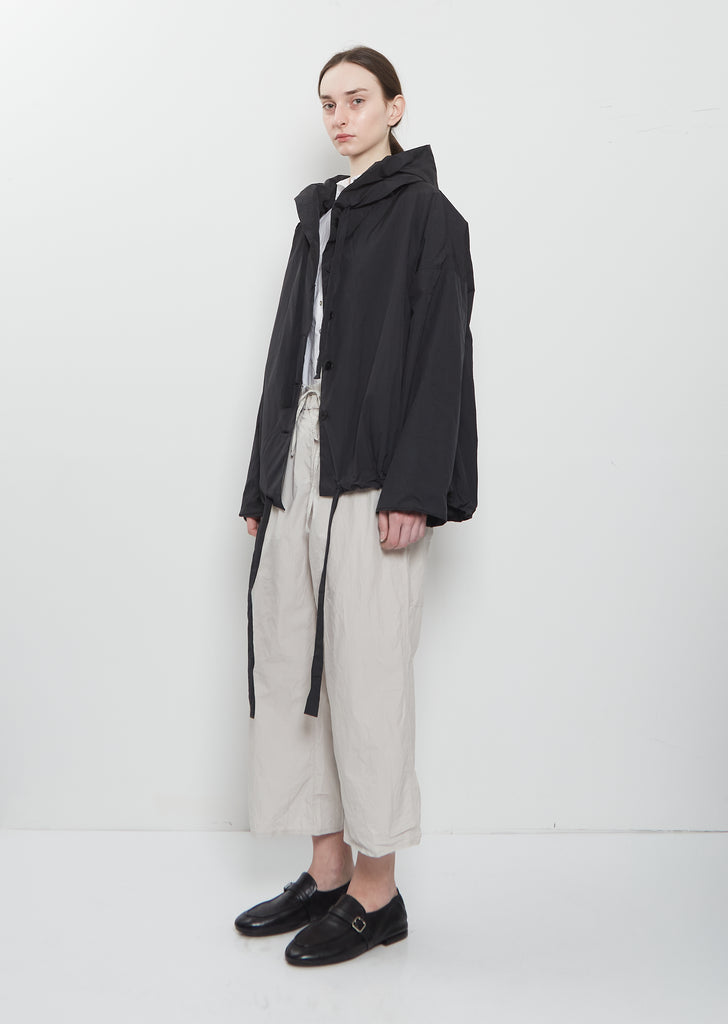 Technical Taffeta Hooded Jacket — Black
