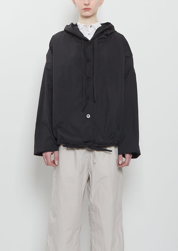 Technical Taffeta Hooded Jacket — Black