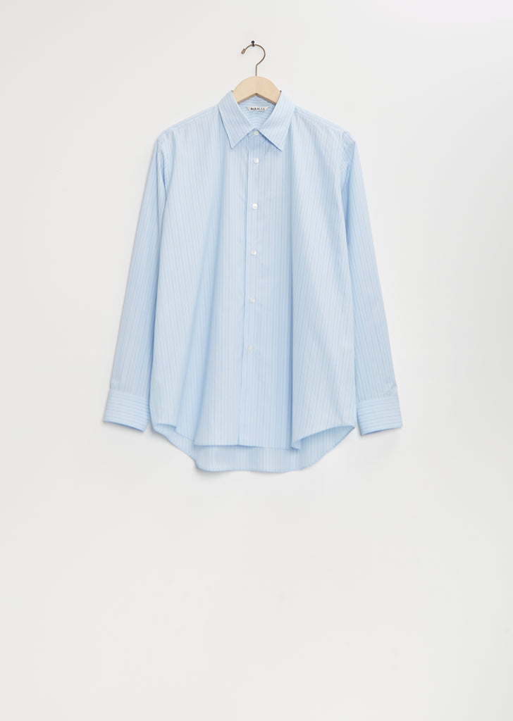 Suvin High Count Cloth Stripe Shirt — Light Blue Stripe