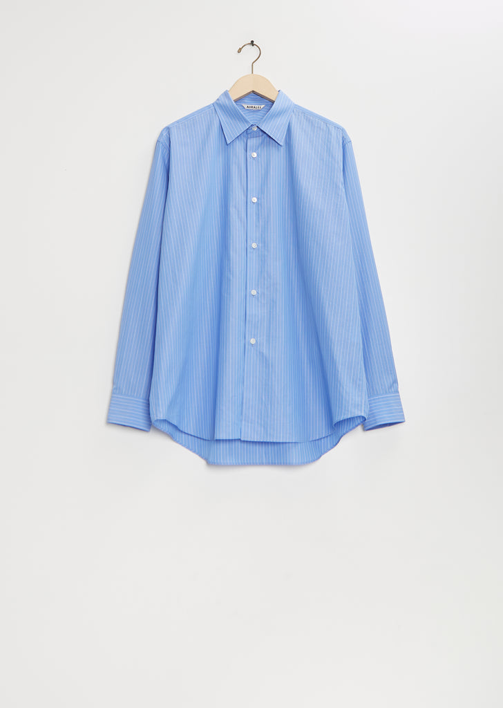 Suvin High Count Cloth Stripe Shirt — Blue Stripe