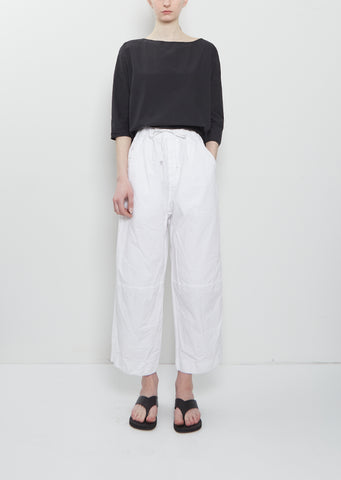 Compact Cotton Wide & Short Knee Pant — White
