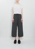 Compact Cotton Wide & Short Trousers — Thyme