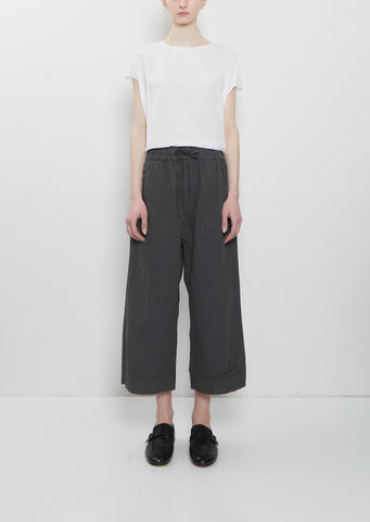 Compact Cotton Wide & Short Trousers — Thyme