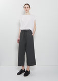 Compact Cotton Wide & Short Trousers — Thyme