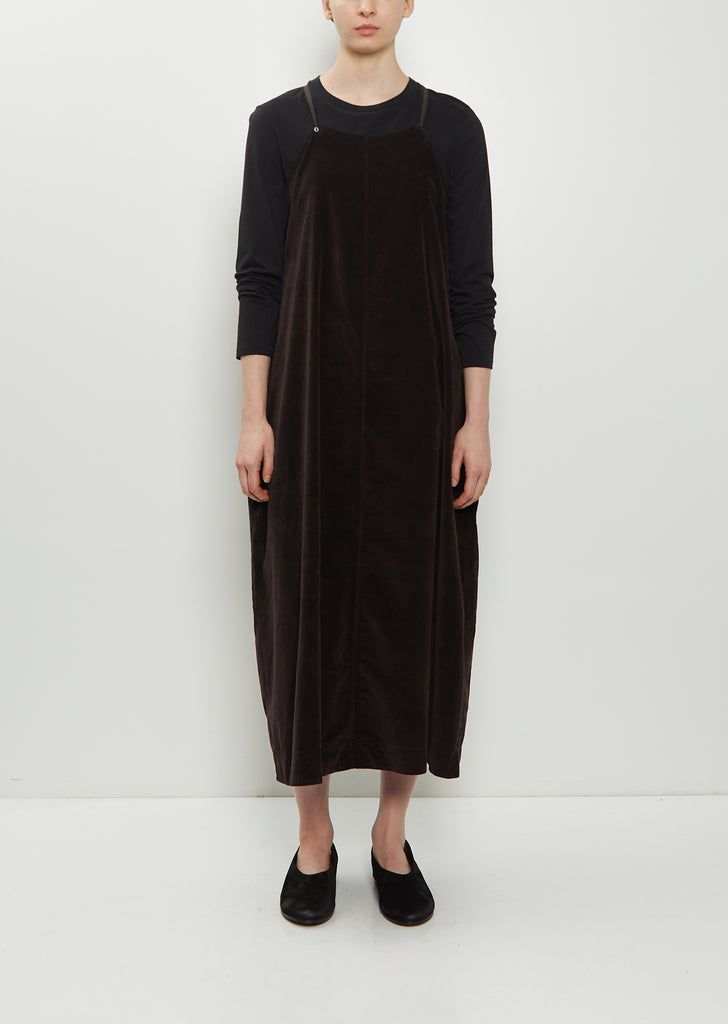 Velvet Salopette Dress — Chocolate