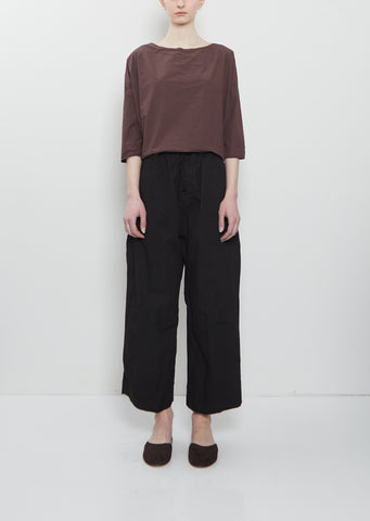 Compact Cotton Wide & Short Knee Pant — Black