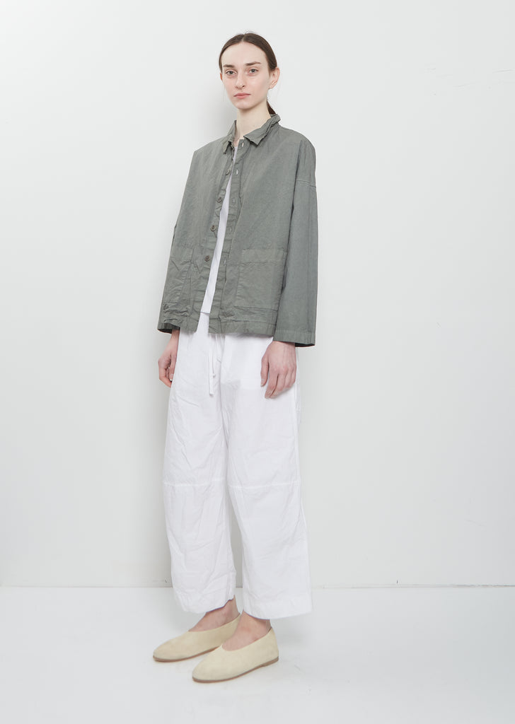 Compact Cotton Overshirt Jacket — Sage