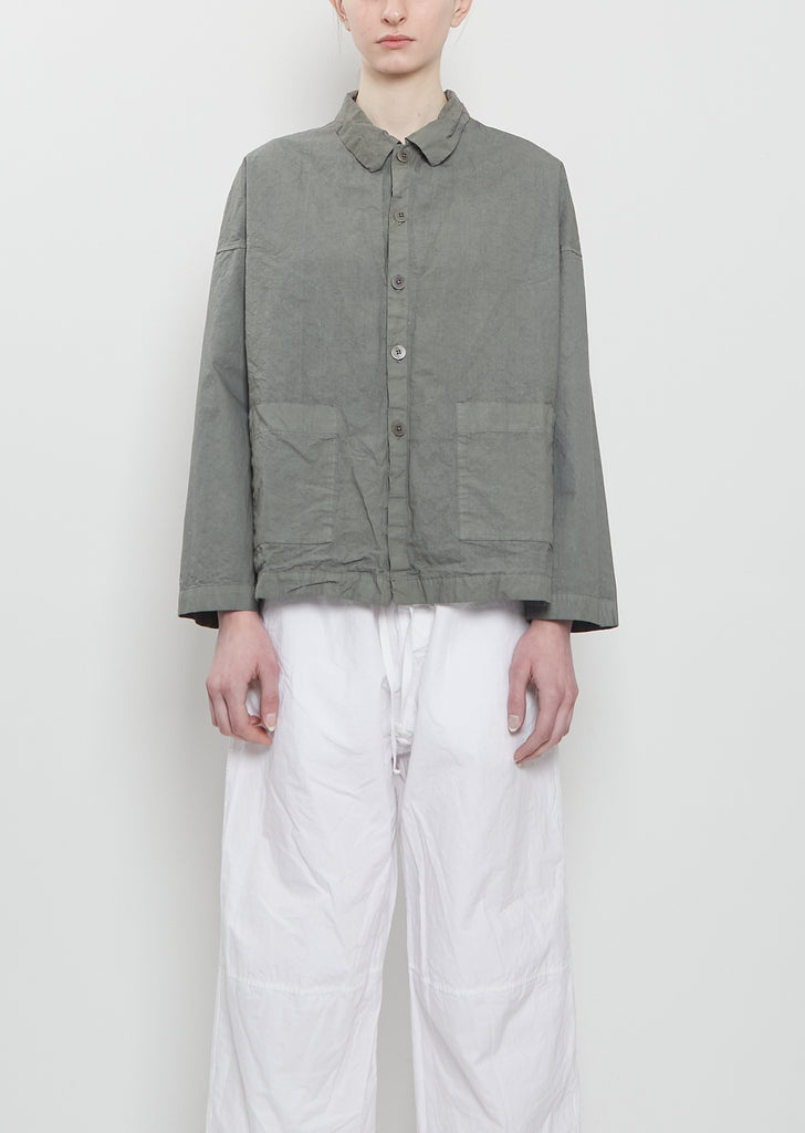 Compact Cotton Overshirt Jacket — Sage