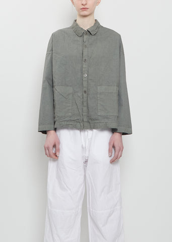 Compact Cotton Overshirt Jacket — Sage
