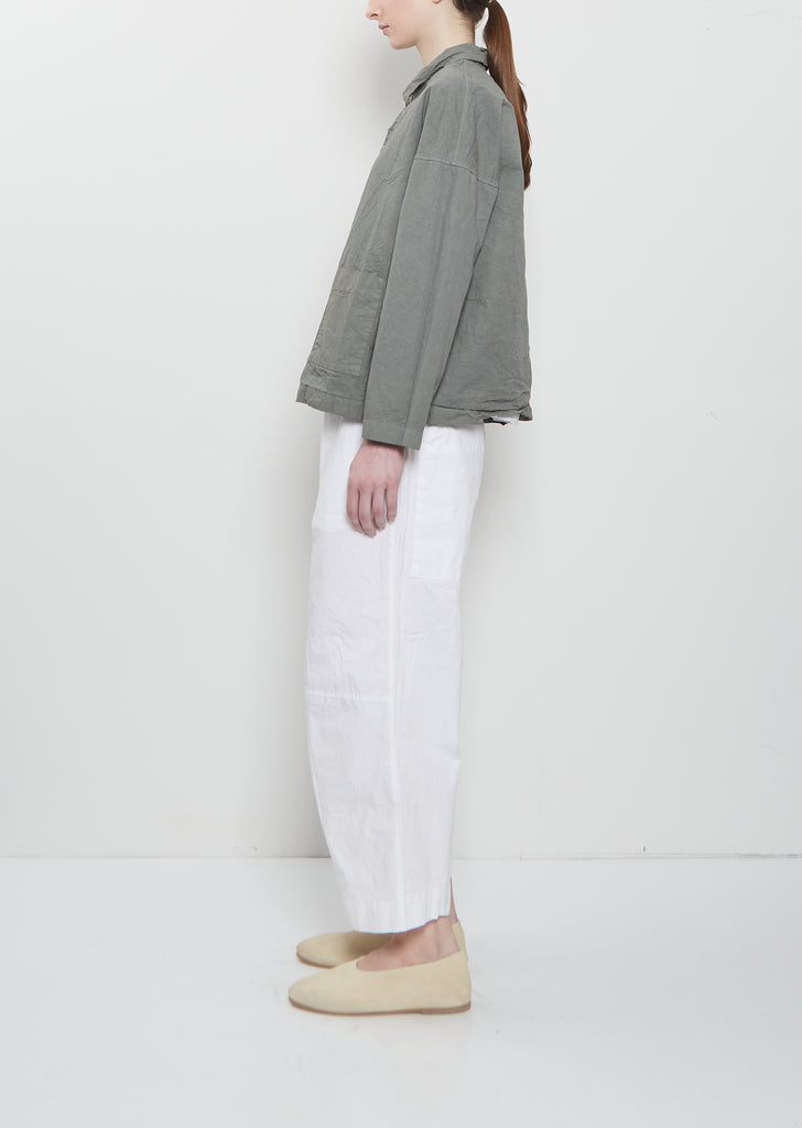 Compact Cotton Overshirt Jacket — Sage