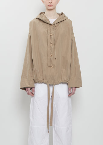 Technical Taffeta Hooded Jacket — Sand