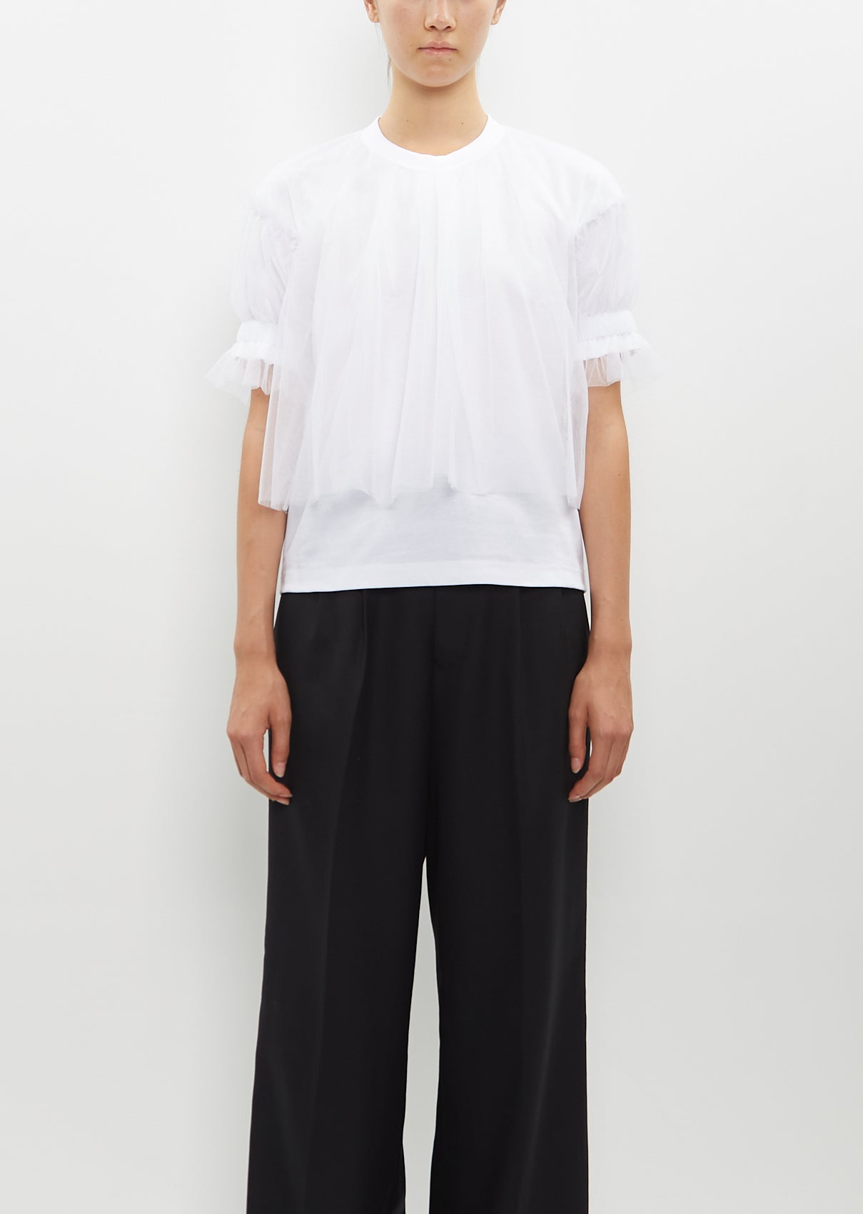 ★RONRON ★FRILL SHIRRING SHORT SLEEVE T SHIRT RONRON FRILL SHIRRING SHORT SLEEVE T SHIRT WHITE – SeoulSeoul