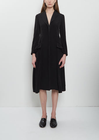 Side Gather Detail Crepe Zip Dress