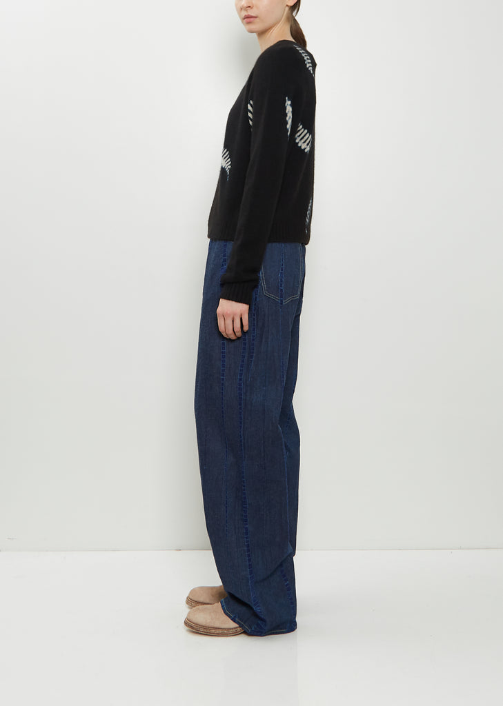 Cashmere Seamless Cropped Pullover — Black