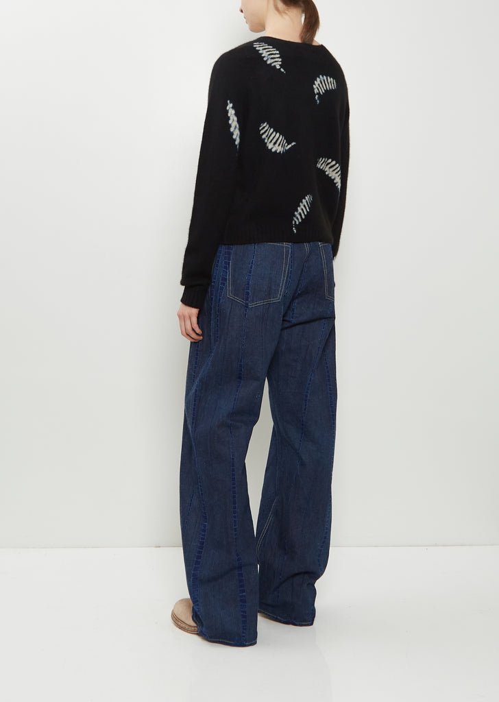 Cashmere Seamless Cropped Pullover — Black