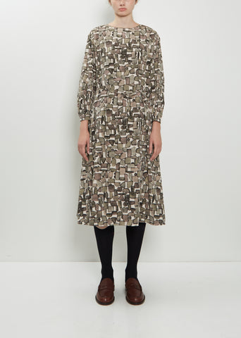 Kivi Long Sleeve Silk Cotton Dress