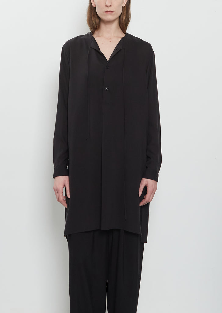 Tie Neck Long Blouse