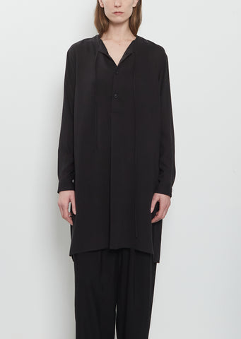 Tie Neck Long Blouse