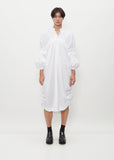 Gathered Cotton Shirt Dress — White
