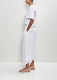 Cotton Ruffle Waist Cropped Trousers