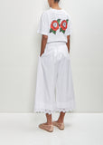 Cotton Ruffle Waist Cropped Trousers