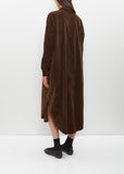 Velvet Long Shirt Dress — Coffee