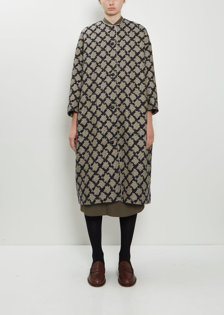 Cheerful Collarless Cotton Wool Coat