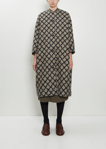 Cheerful Collarless Cotton Wool Coat