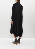 Velvet Long Shirt Dress — Black