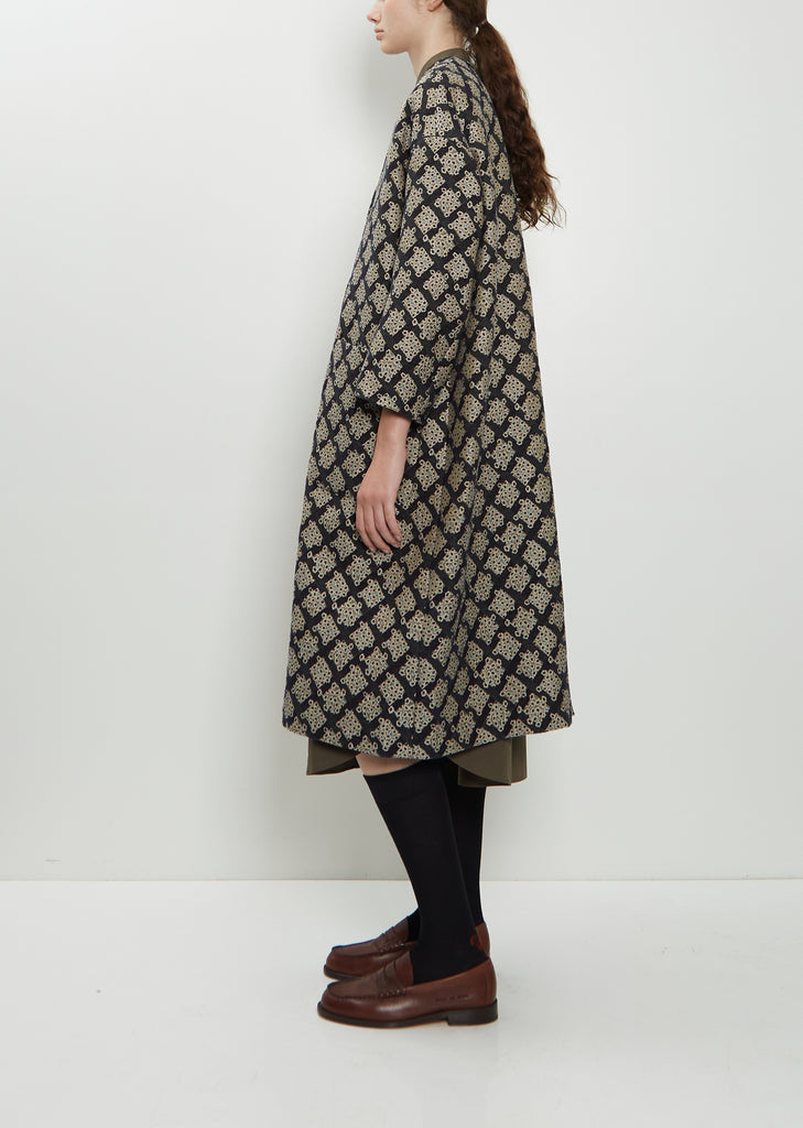 Cheerful Collarless Cotton Wool Coat