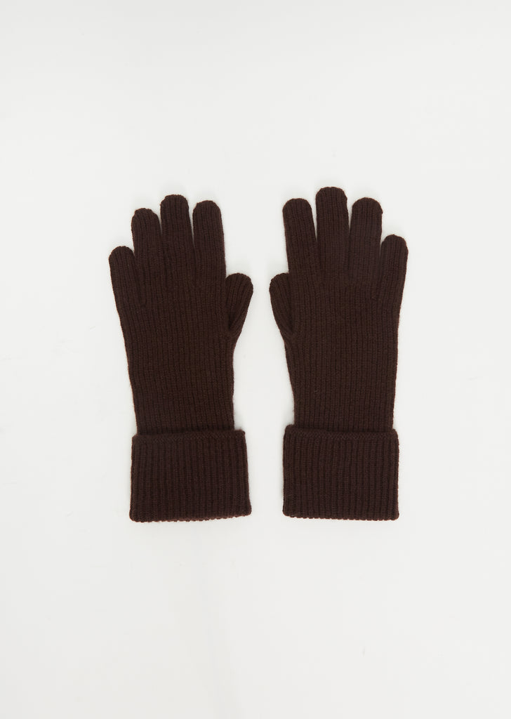 Cuff Rib Cashmere Glove — Dark Brown