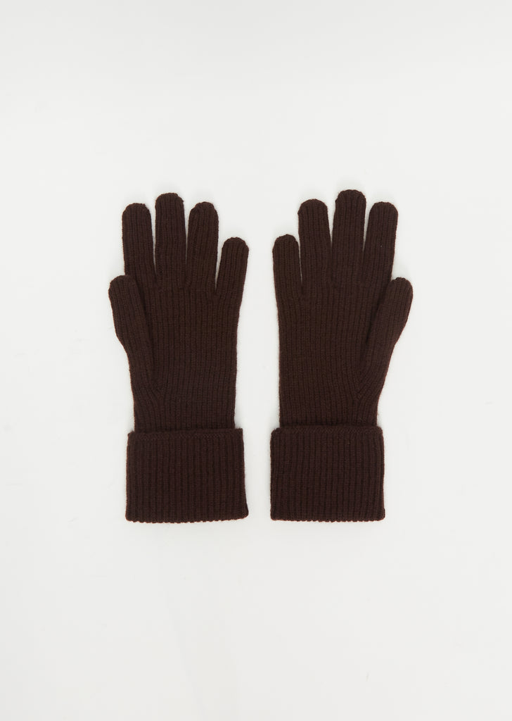Cuff Rib Cashmere Glove — Dark Brown