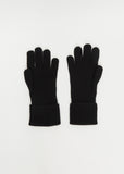 Cuff Rib Cashmere Glove — Black