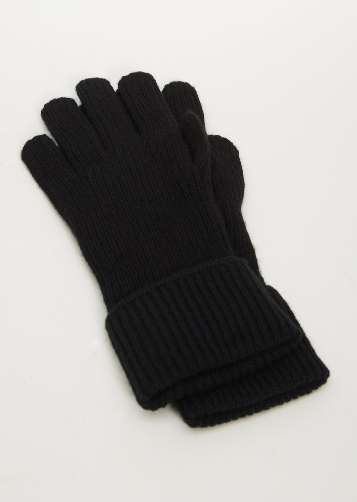 Cuff Rib Cashmere Glove — Black