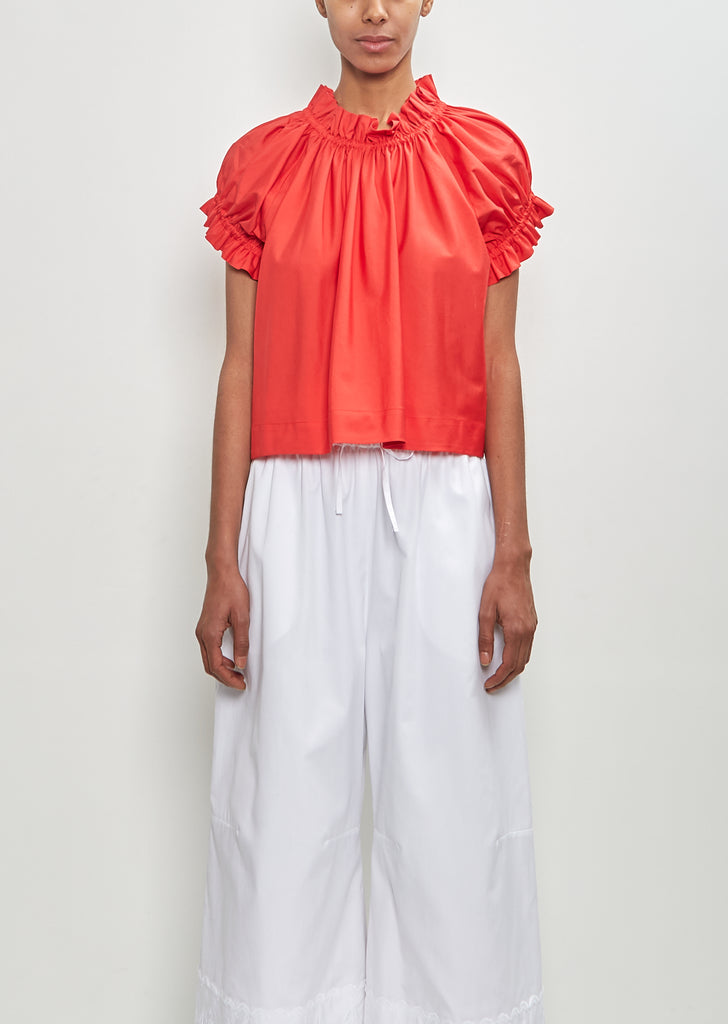 Cotton Ruffle Tulip Top — Red