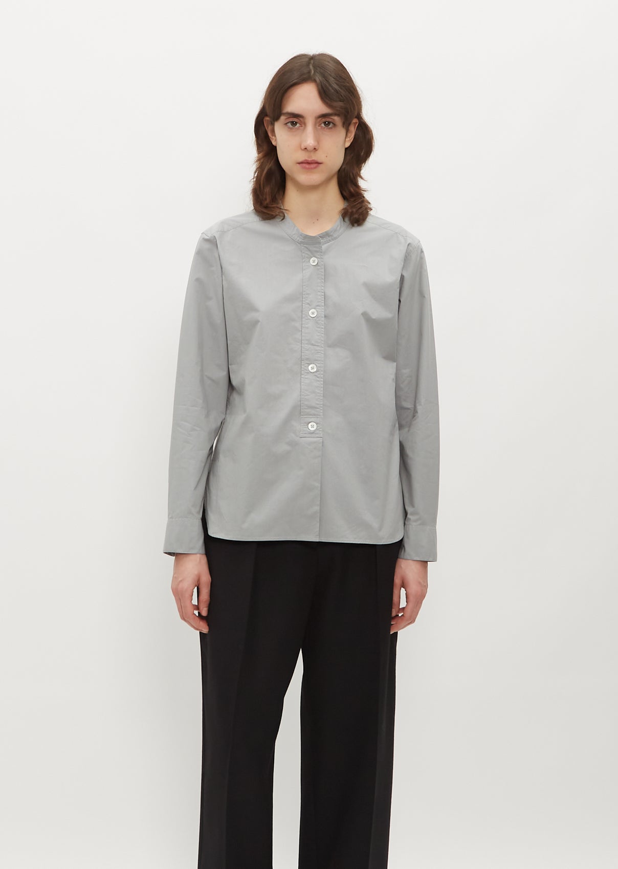 Button Through Collarless Shirt La Garonne Button Through Collarless Shirt La Garonne