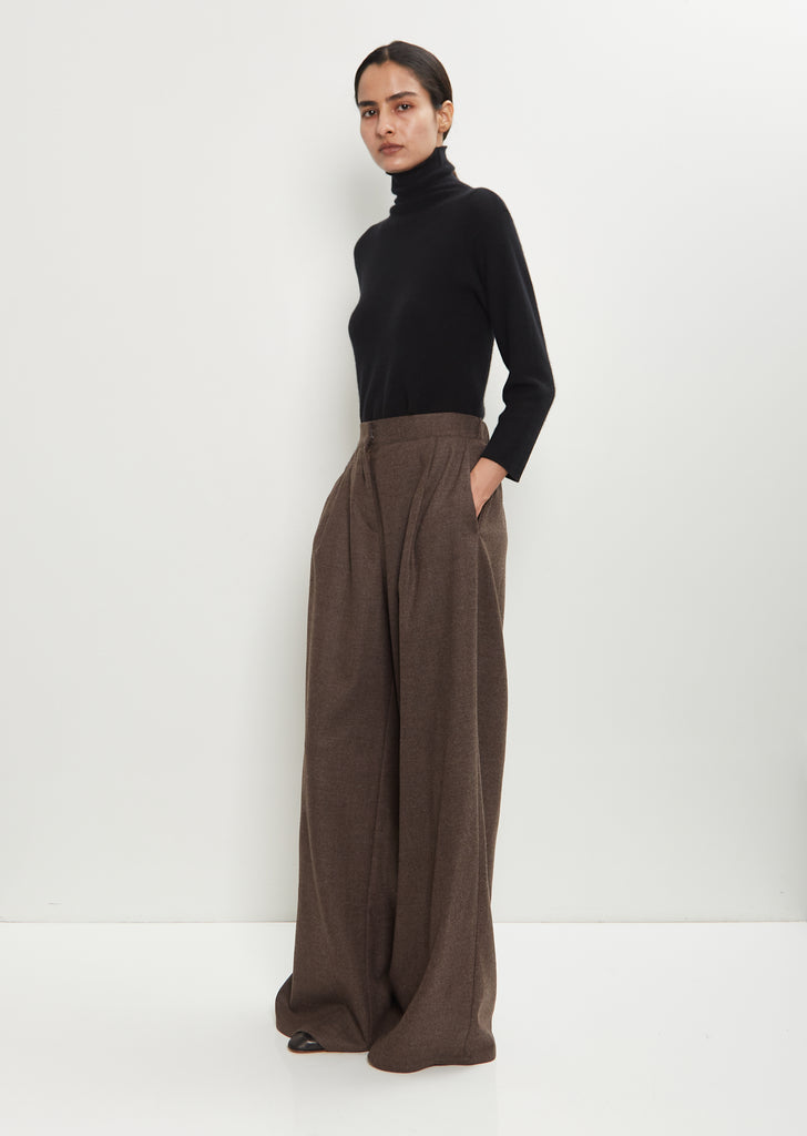 Wool Flannel Full Pants  — Dark Taupe