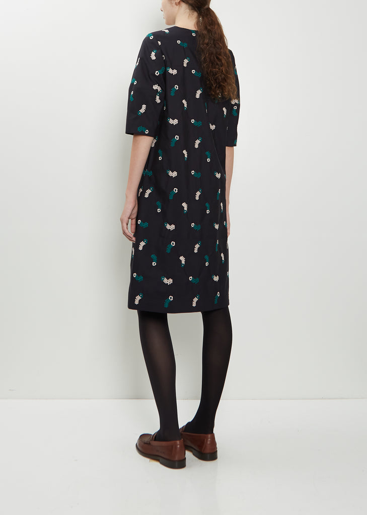 Petal Feather V-Neck Wool Silk Dress