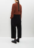 Velvet Wide & Short Trouser — Black