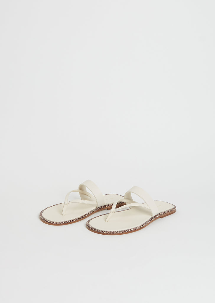 Double Strap Leather Sandal — White